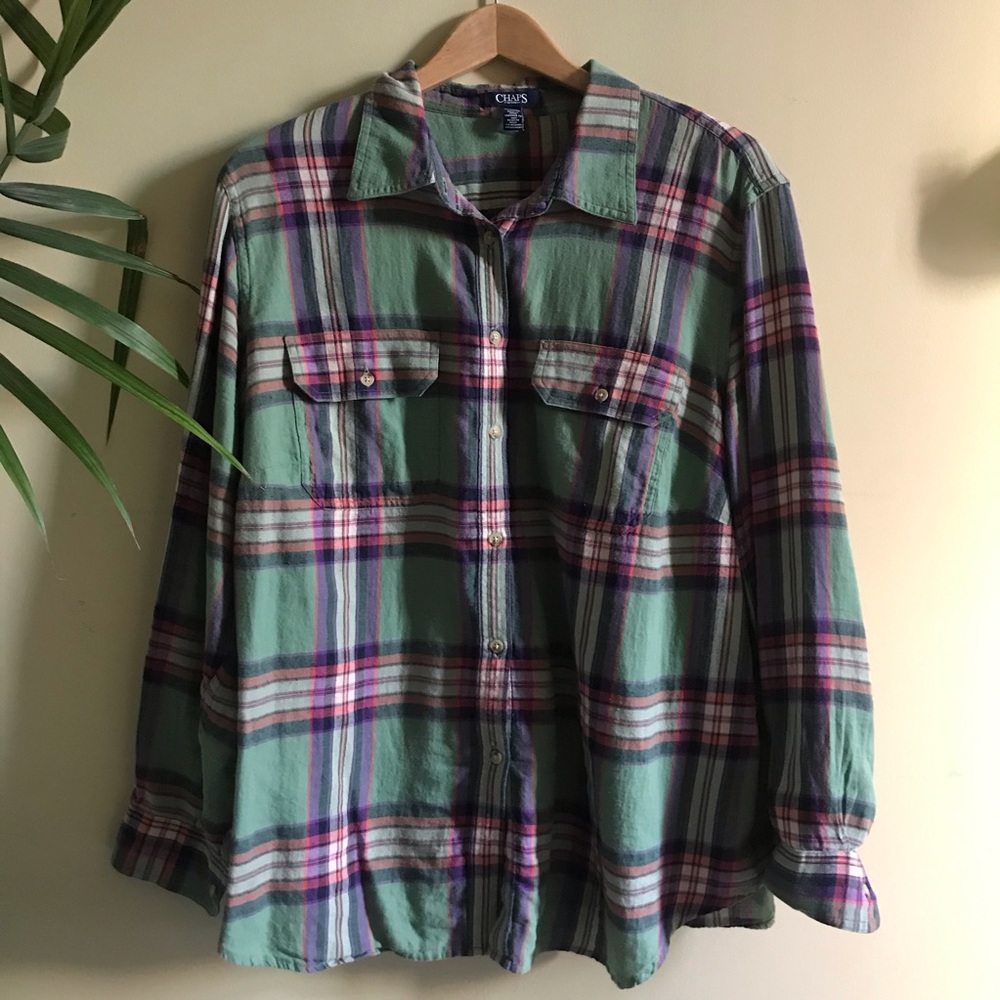 Ralph Lauren Plaid Green Button Down Plus Size
